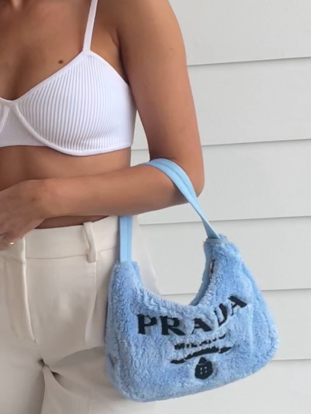 Prada Re-Edition 2000 Terry Mini Bag in Celeste
